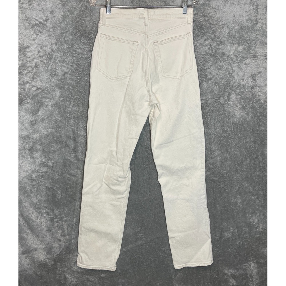 Abercrombie Fitch Women 90s Straight High Rise Jean 10 X Long Minimalist Cream